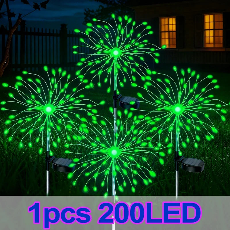 LED Solar Fairy Firework Lights Christmas Courtyard Decor Outdoor Solar Flower Light Waterproof for Garden Pathway Patio Lawn