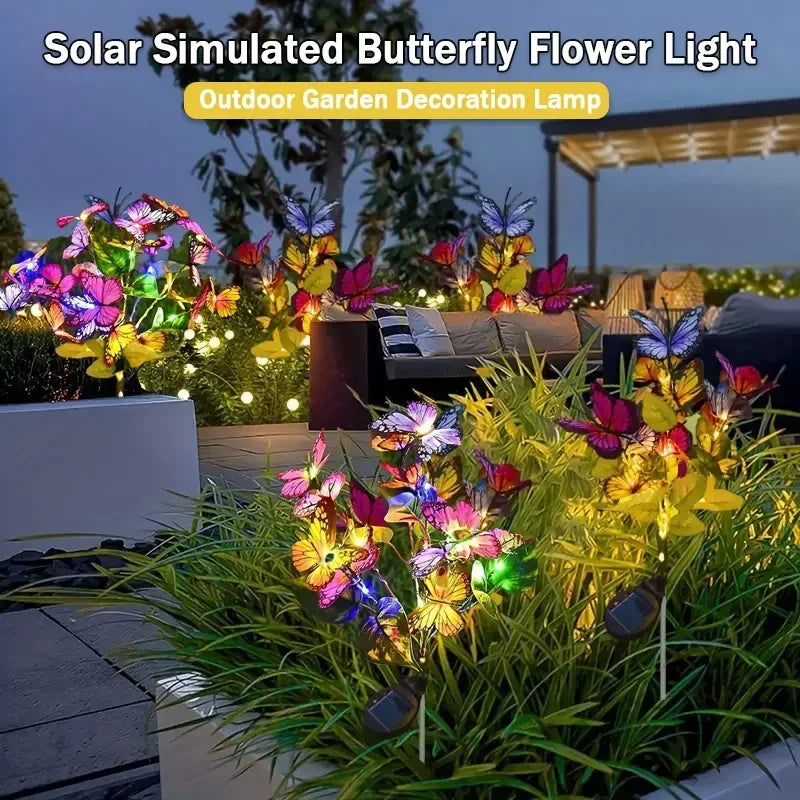 Solar Outdoor Christmas Lights Butterfly with Stake Garden Wedding Pathway Fairy Lights Auto on/Off Lawn Patio Party Decorations