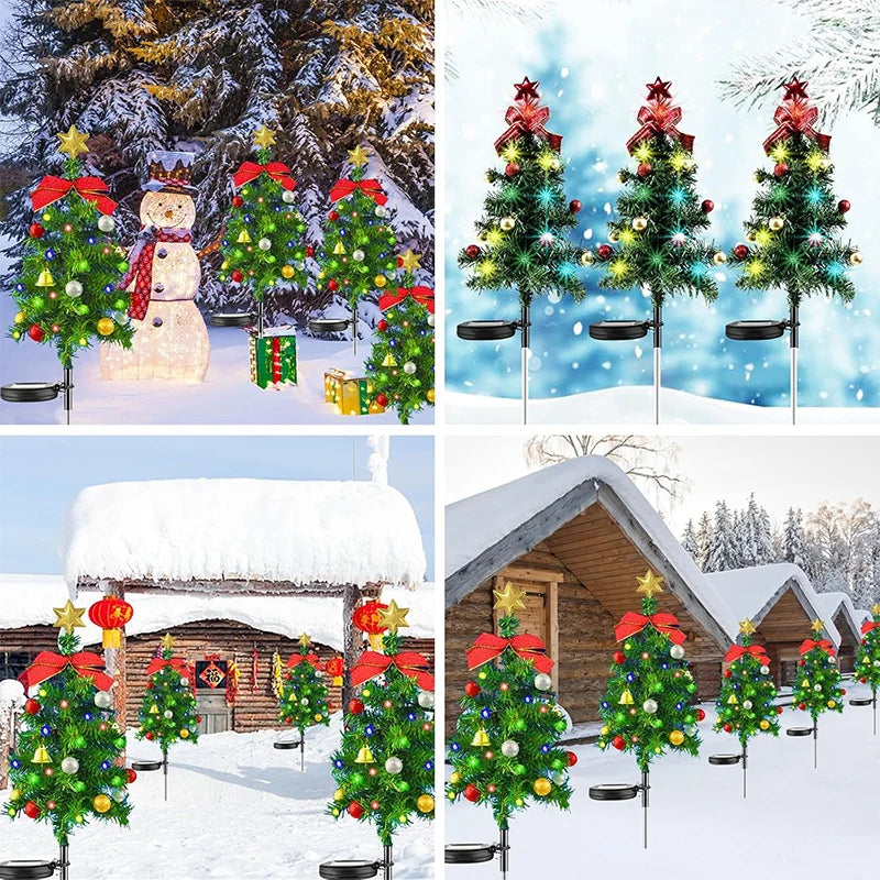 Solar Christmas Tree Decor Lights IP65 Waterproof Outdoors LED Lawn Light Garden Landscape Lamps for Patio Porch Pathway