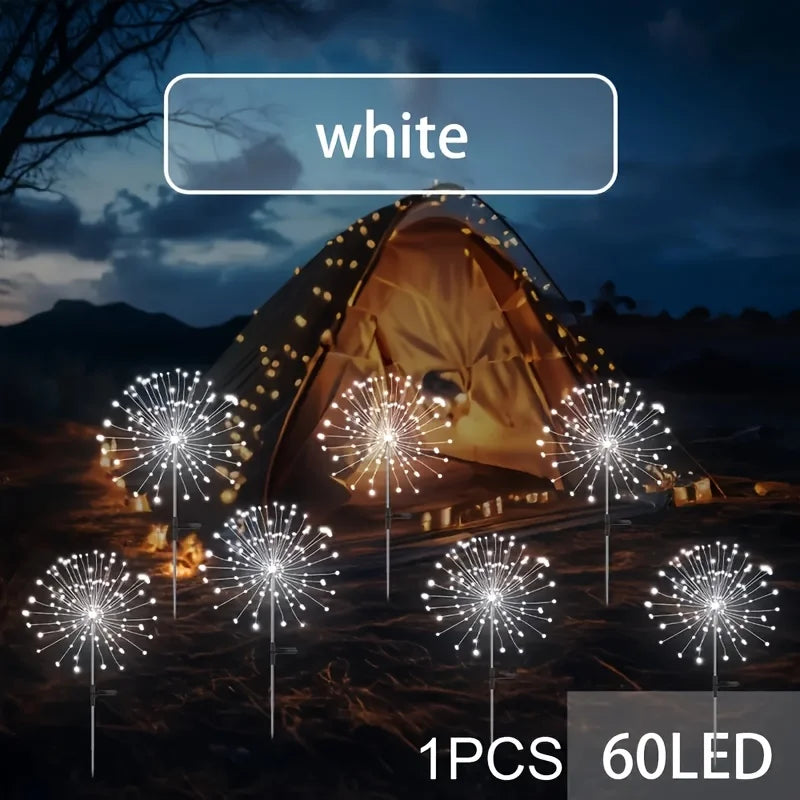LED Solar Fairy Firework Lights Christmas Courtyard Decor Outdoor Solar Flower Light Waterproof for Garden Pathway Patio Lawn