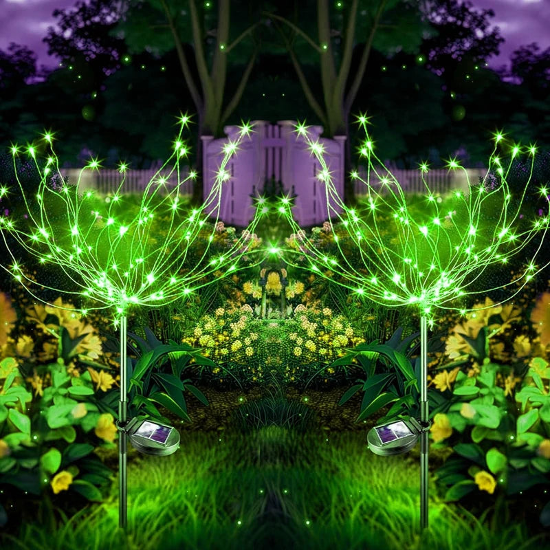 LED Solar Fairy Firework Lights Christmas Courtyard Decor Outdoor Solar Flower Light Waterproof for Garden Pathway Patio Lawn