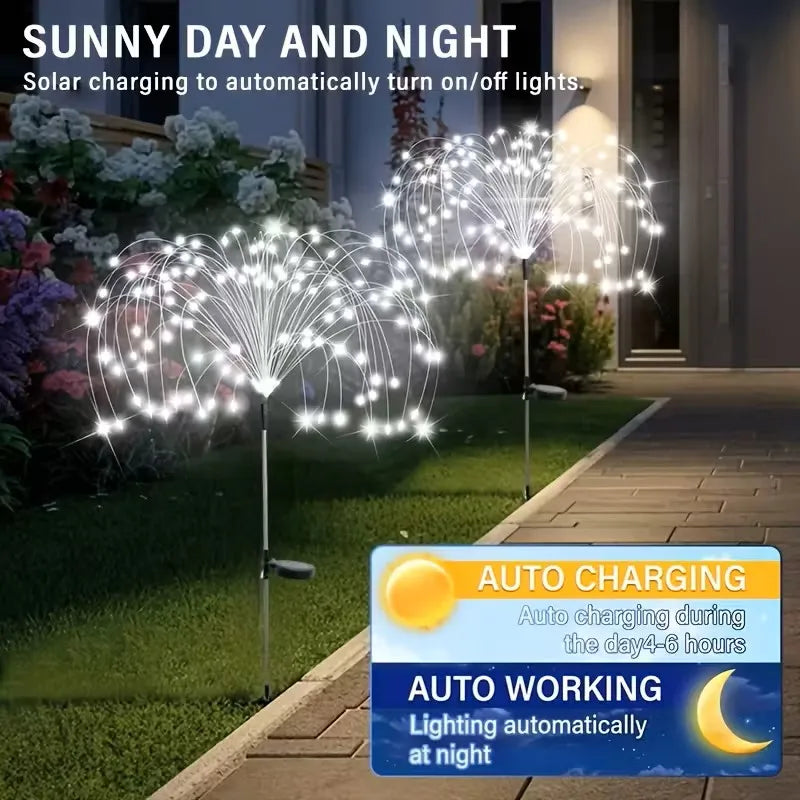 Solar Firework Lawn Lights 8 Modes IP65 Waterproof, Outdoor Solar Spike Lights for Garden Pathway Yard Christmas Decoration