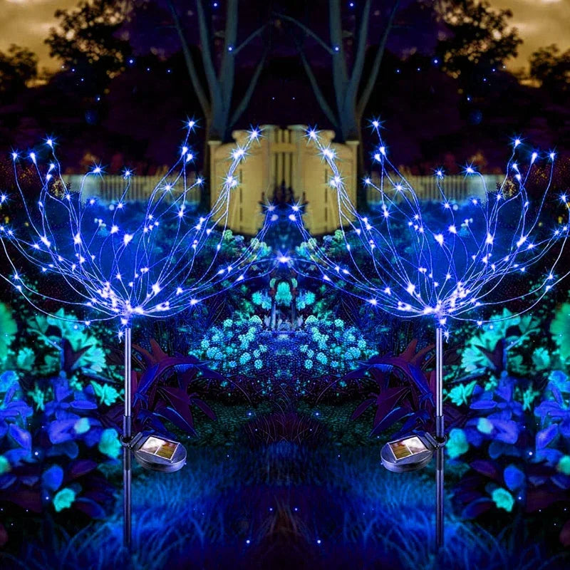 LED Solar Fairy Firework Lights Christmas Courtyard Decor Outdoor Solar Flower Light Waterproof for Garden Pathway Patio Lawn