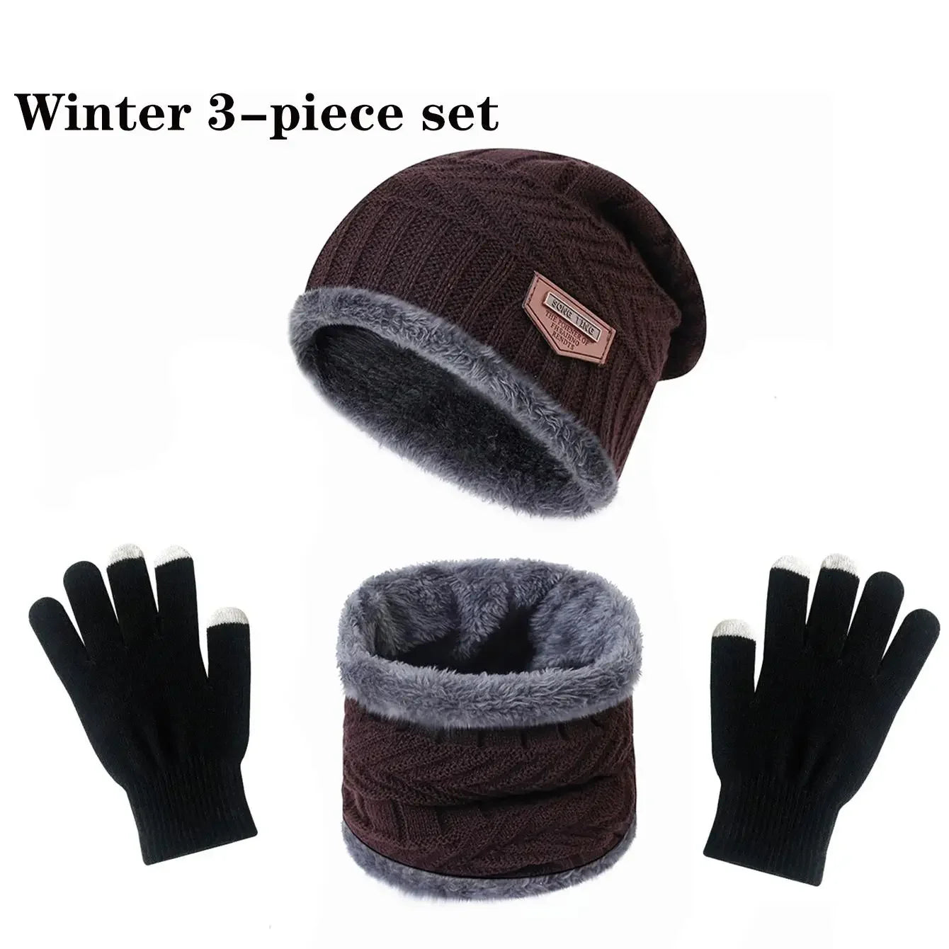 Winter hat for men women Beanie Hats Scarf glove Earmuff Set Thick Warm Slouchy Beanies Hat for boy girl cap