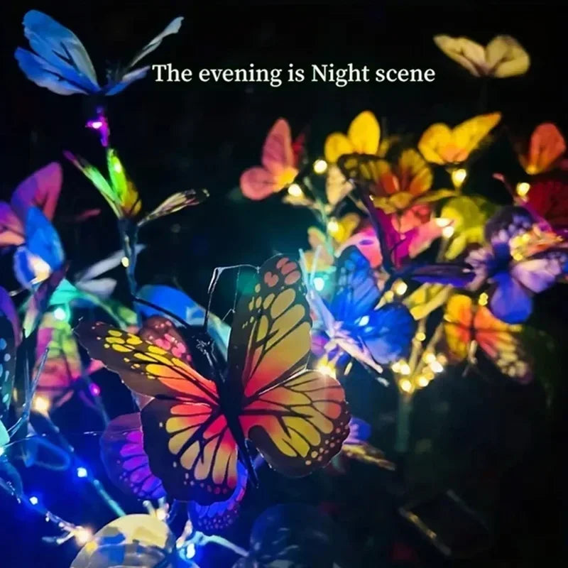 Solar Outdoor Christmas Lights Butterfly with Stake Garden Wedding Pathway Fairy Lights Auto on/Off Lawn Patio Party Decorations