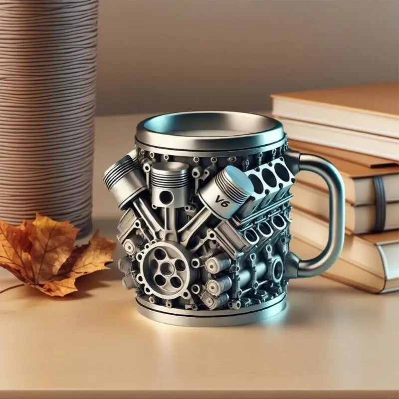 Stainless Steel Lined Resin Beer Coffee Mug Mechanical Theme Insulated Water Cup