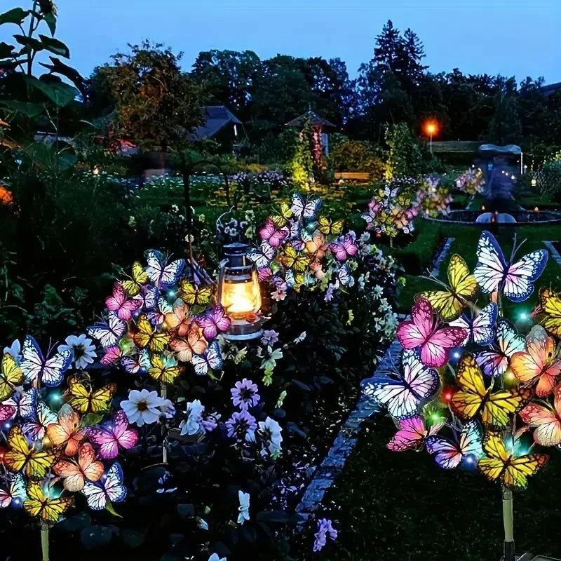 Solar Outdoor Christmas Lights Butterfly with Stake Garden Wedding Pathway Fairy Lights Auto on/Off Lawn Patio Party Decorations