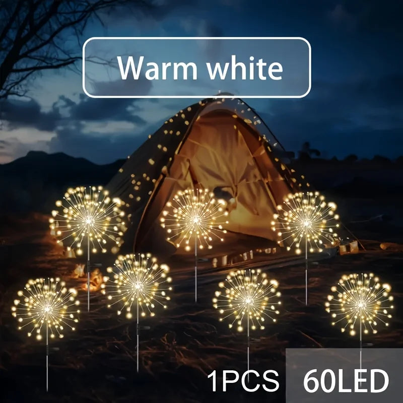 LED Solar Fairy Firework Lights Christmas Courtyard Decor Outdoor Solar Flower Light Waterproof for Garden Pathway Patio Lawn