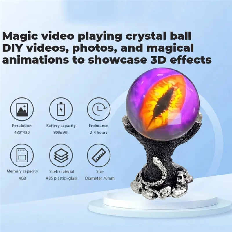 Creative 3D Crystal Ball Video Play Display Kawaii Desktop Art Figurine Children's Home Decor A03F