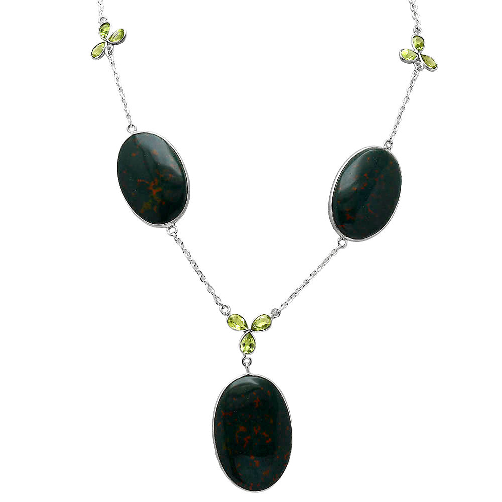 Blood Stone - India & Peridot Necklace N-1021 SDN1985
