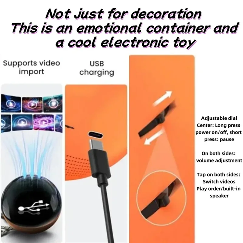 Creative 3D Crystal Ball Video Play Display Kawaii Desktop Art Figurine Children's Home Decor A03F