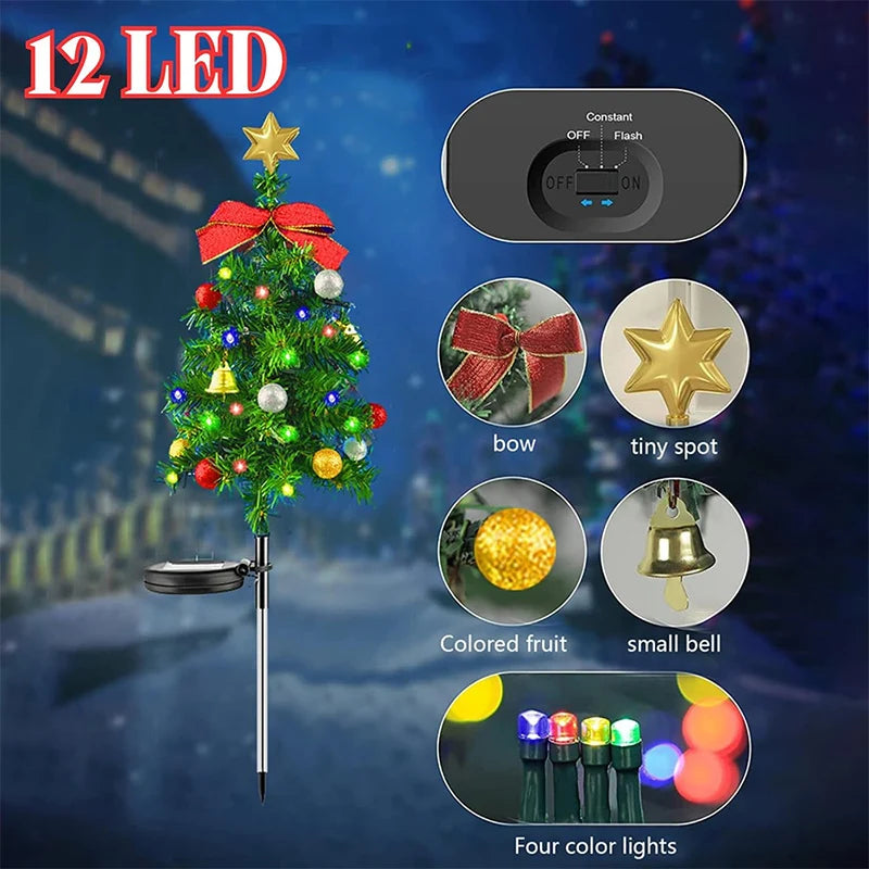 Solar Christmas Tree Decor Lights IP65 Waterproof Outdoors LED Lawn Light Garden Landscape Lamps for Patio Porch Pathway