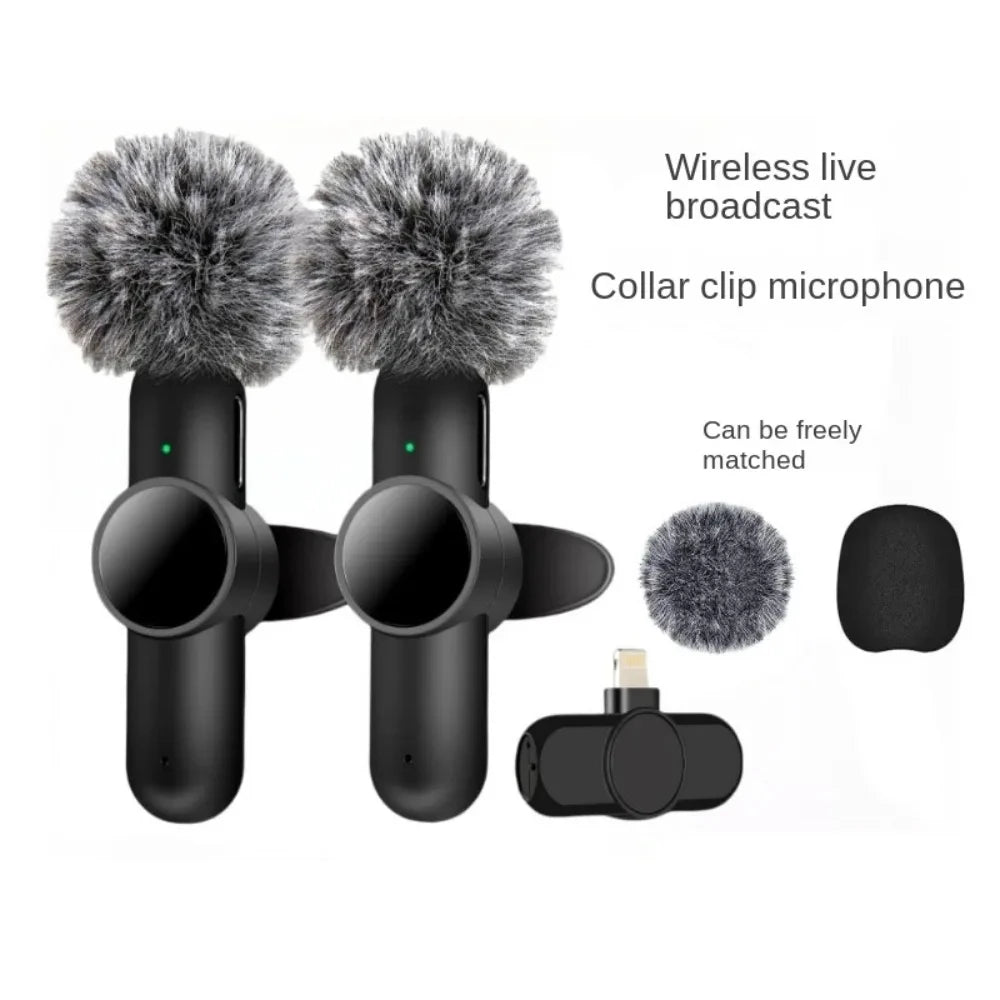 Wireless Lavalier Microphone Mini Portable Smart Noise Reduction Video Recording Microphone for iPhone Android Lapel Mic