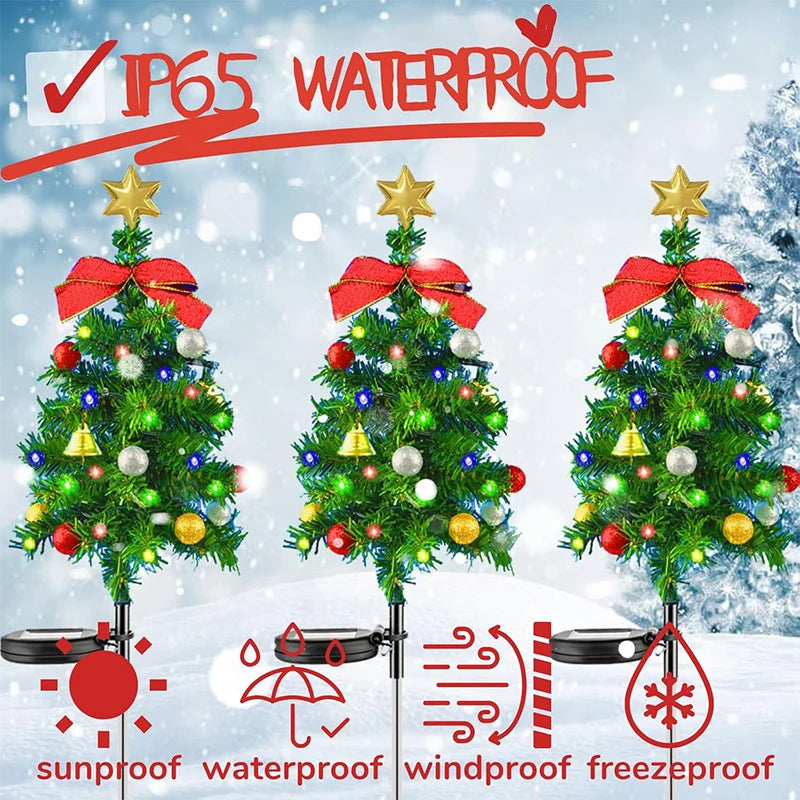 Solar Christmas Tree Decor Lights IP65 Waterproof Outdoors LED Lawn Light Garden Landscape Lamps for Patio Porch Pathway