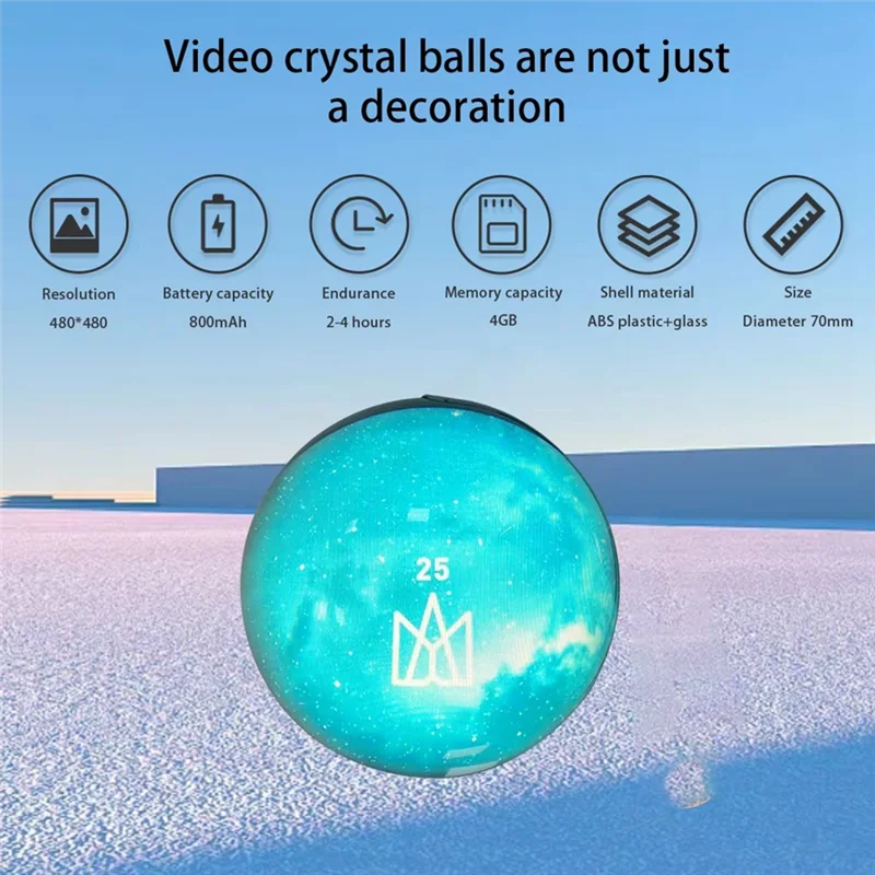 Creative 3D Crystal Ball Video Play Display Kawaii Desktop Art Figurine Children's Home Decor A03F