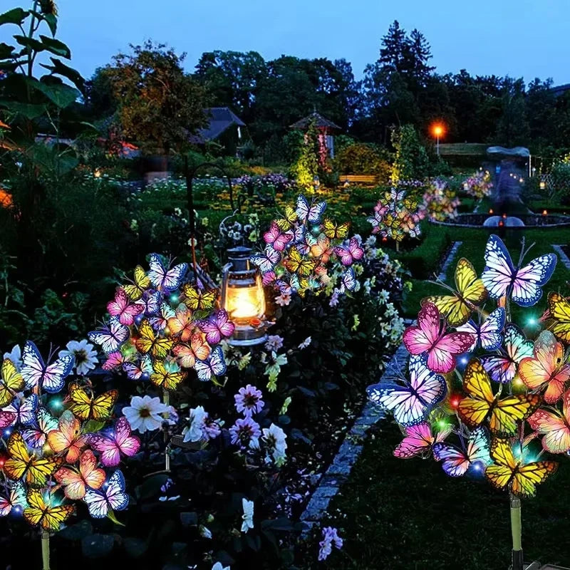 Solar Outdoor Christmas Lights Butterfly with Stake Garden Wedding Pathway Fairy Lights Auto on/Off Lawn Patio Party Decorations