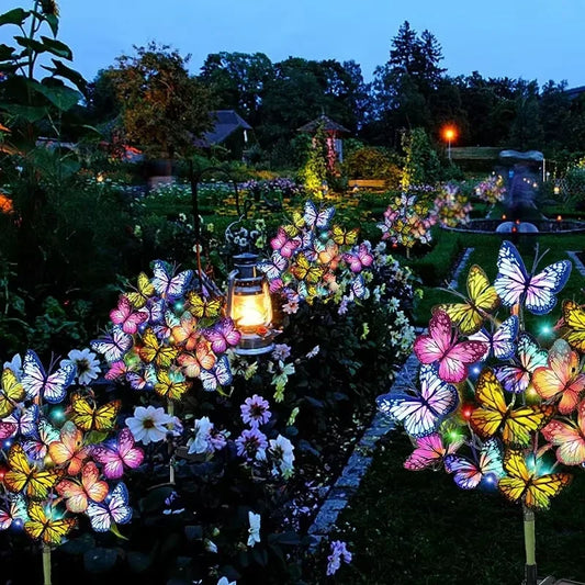 Solar Outdoor Christmas Lights Butterfly with Stake Garden Wedding Pathway Fairy Lights Auto on/Off Lawn Patio Party Decorations