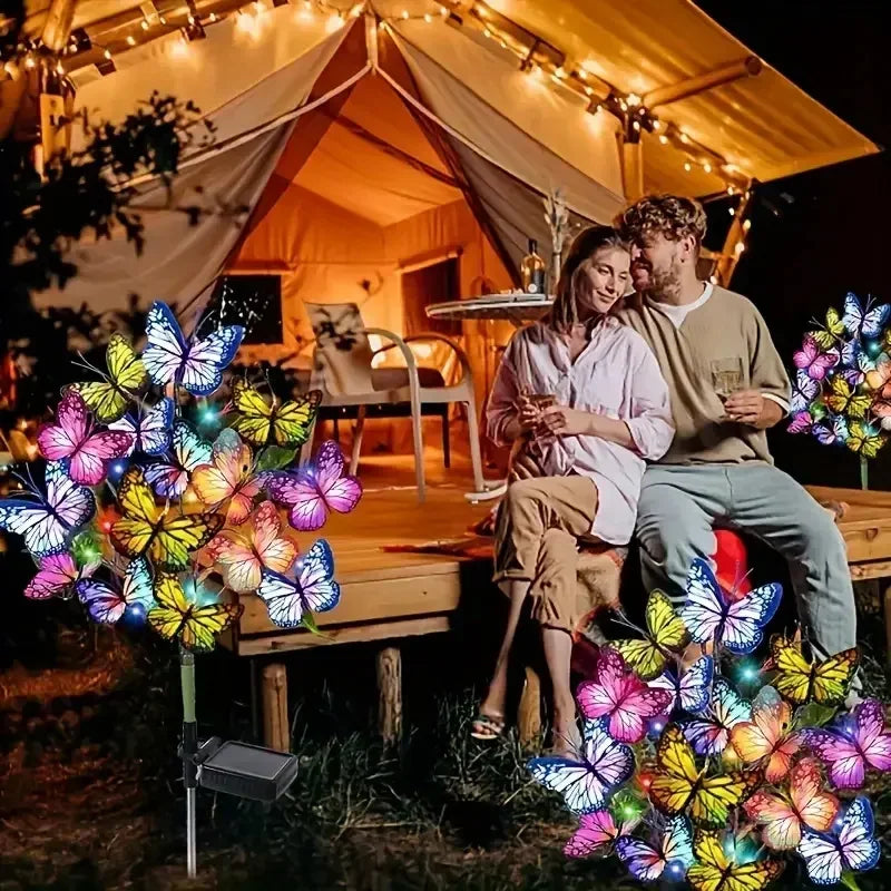 Solar Outdoor Christmas Lights Butterfly with Stake Garden Wedding Pathway Fairy Lights Auto on/Off Lawn Patio Party Decorations