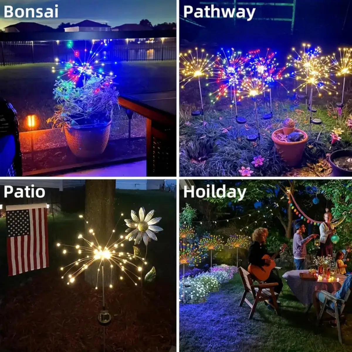 Solar Firework Lawn Lights 8 Modes IP65 Waterproof, Outdoor Solar Spike Lights for Garden Pathway Yard Christmas Decoration