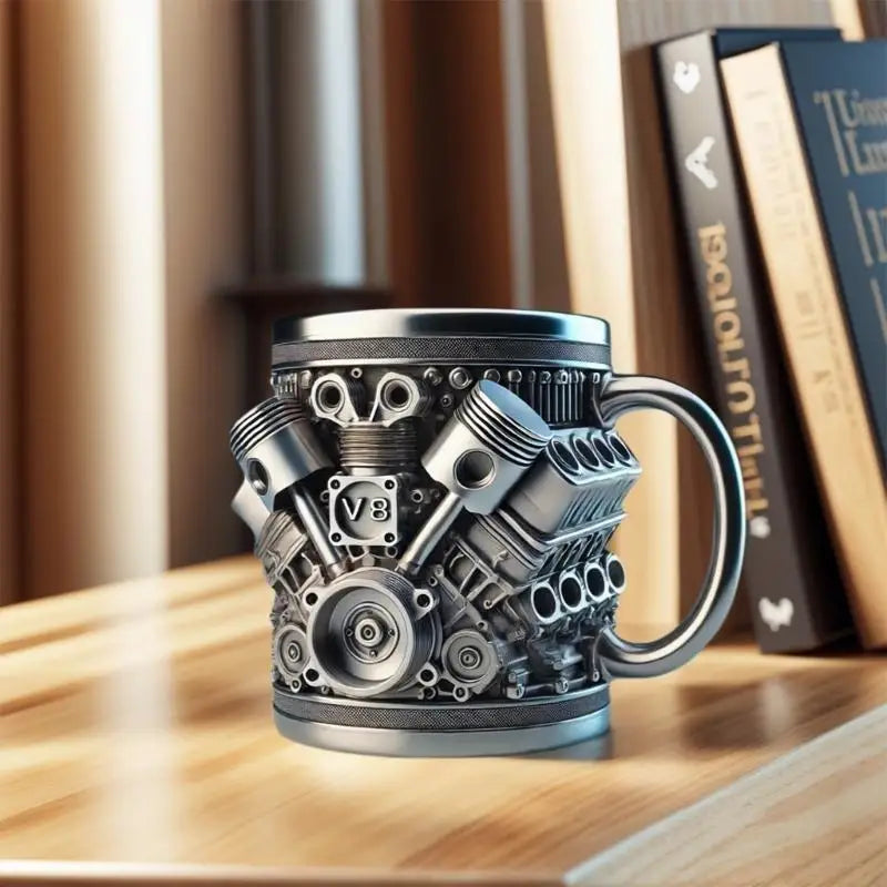 Stainless Steel Lined Resin Beer Coffee Mug Mechanical Theme Insulated Water Cup