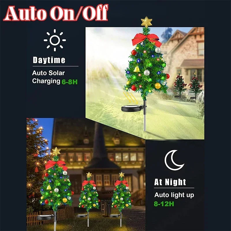 Solar Christmas Tree Decor Lights IP65 Waterproof Outdoors LED Lawn Light Garden Landscape Lamps for Patio Porch Pathway