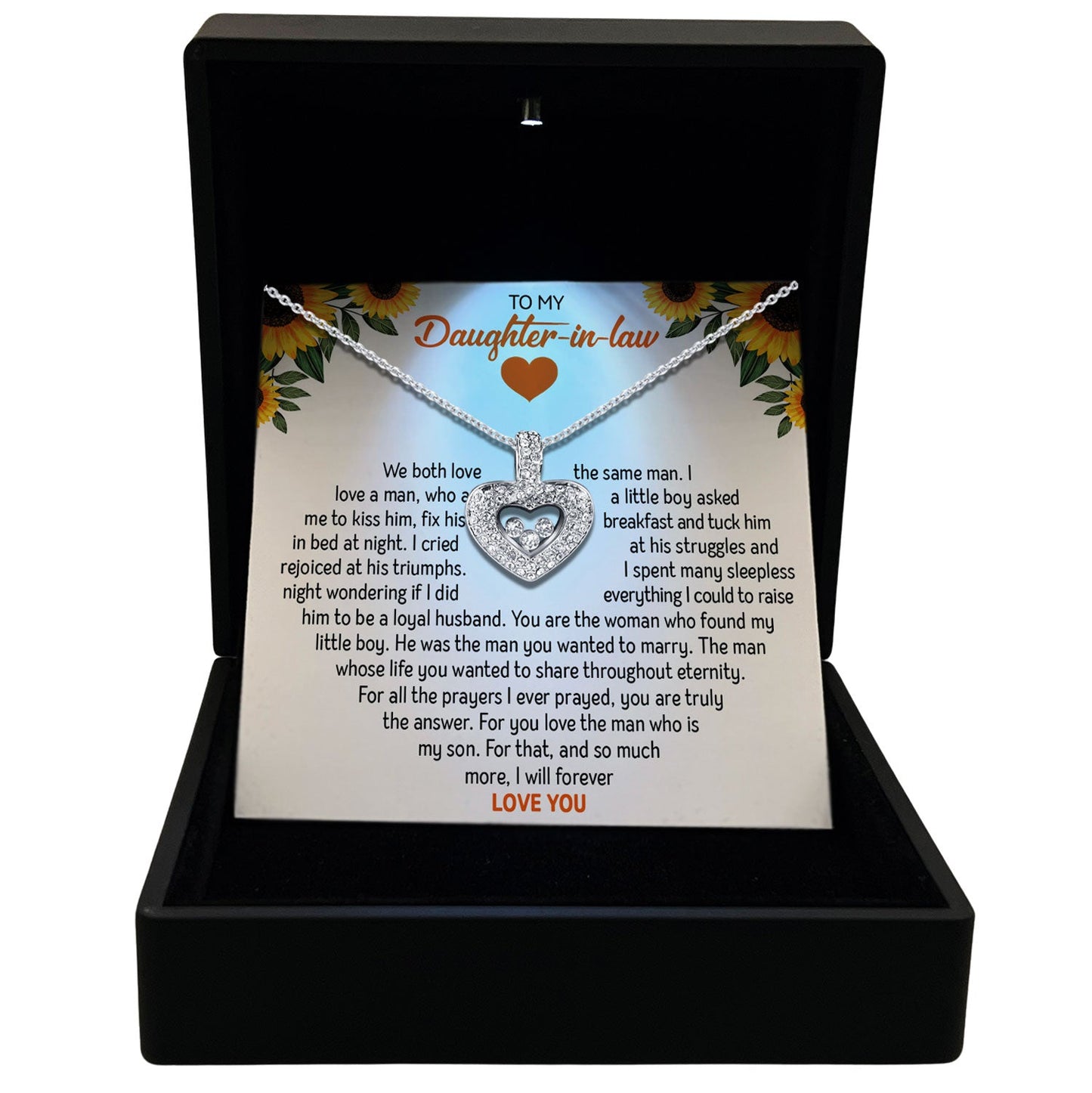To My Daughter-in-Law - You Are Truly The Answer - Tryndi Floating Heart Necklace