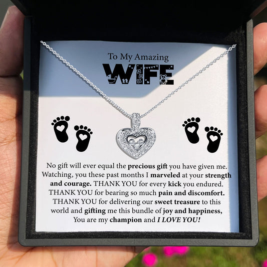 TRYNDI™ To My Amazing Wife Floating Heart Necklace With Authentic Swarovski Crystals